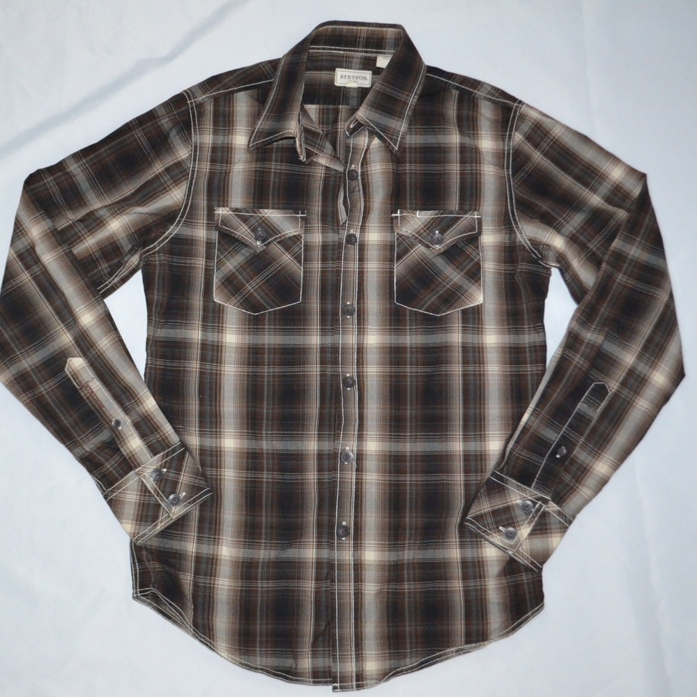 Stetson Mens Western Shirt Plaid Medium